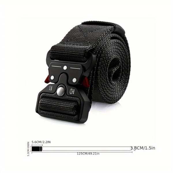 Heavy-Duty Tactical Belt for Men - 49inch/125cm Adjustable Length, Quick-Release Buckle, Durable Nylon Canvas, Sporty Style, Comfortable Wear, Perfect for Outdoor Activities and Everyday Use - Image 2