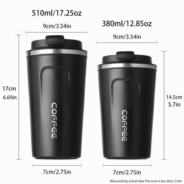 380ml/510ml Double Wall Stainless Steel 1pc Insulated Coffee Mug, Leak-Proof, Portable, Sealable Lid, BPA-Free, Ideal for Outdoor Camping, Travel, Sports, Gym, Car Use, Hot and Cold Beverages, Perfect Gift - Image 2
