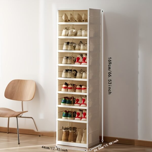 Thick Transparent Shoe Boxes with Lids, Foldable And Stackable Shoe Racks, Freely Combinable, Plastic Sneaker Containers, Space-Saving Storage Organizers Suitable for Hallways, Bedrooms, Homes, Dormitories, And More. - Image 4