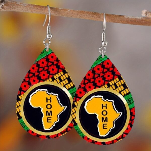 9 Pairs, Juneteenth Earrings Set, Black Red Yellow Green Flag Colors, African Map & 1865 Heart Design, Double-Sided Vintage PU Leather Ear Accessories, Ladies Fashion Celebrating Black History Month, Party Gift - Image 5