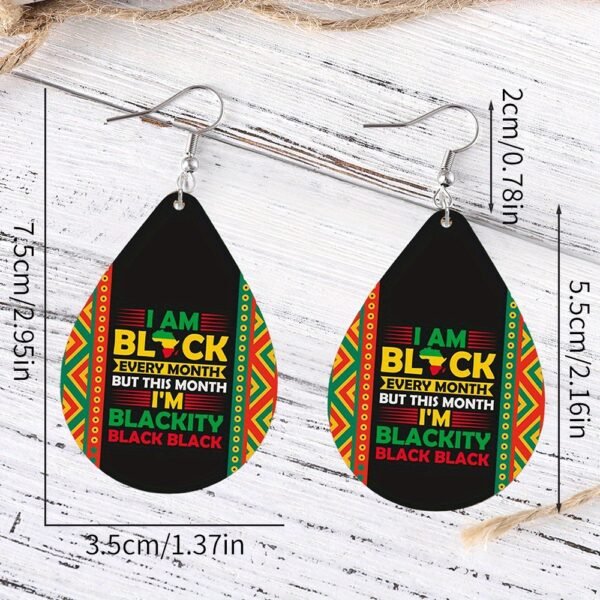 9 Pairs, Juneteenth Earrings Set, Black Red Yellow Green Flag Colors, African Map & 1865 Heart Design, Double-Sided Vintage PU Leather Ear Accessories, Ladies Fashion Celebrating Black History Month, Party Gift - Image 4