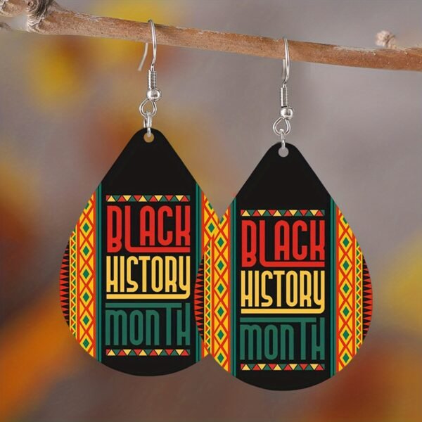 9 Pairs, Juneteenth Earrings Set, Black Red Yellow Green Flag Colors, African Map & 1865 Heart Design, Double-Sided Vintage PU Leather Ear Accessories, Ladies Fashion Celebrating Black History Month, Party Gift - Image 9