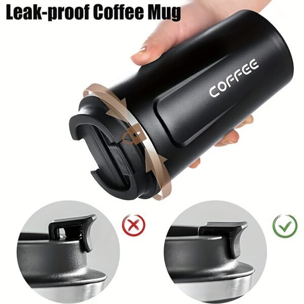 380ml/510ml Double Wall Stainless Steel 1pc Insulated Coffee Mug, Leak-Proof, Portable, Sealable Lid, BPA-Free, Ideal for Outdoor Camping, Travel, Sports, Gym, Car Use, Hot and Cold Beverages, Perfect Gift - Image 4