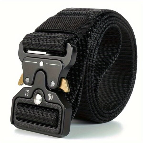 Heavy-Duty Tactical Belt for Men - 49inch/125cm Adjustable Length, Quick-Release Buckle, Durable Nylon Canvas, Sporty Style, Comfortable Wear, Perfect for Outdoor Activities and Everyday Use - Image 3