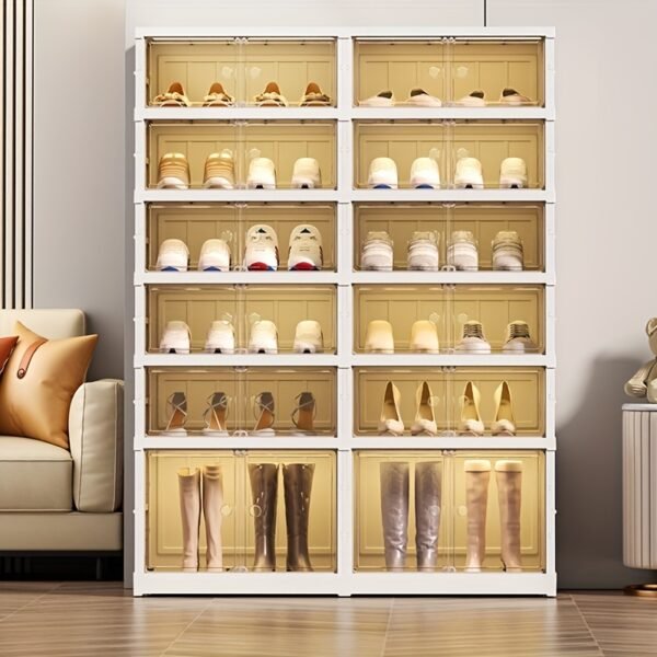 Thick Transparent Shoe Boxes with Lids, Foldable And Stackable Shoe Racks, Freely Combinable, Plastic Sneaker Containers, Space-Saving Storage Organizers Suitable for Hallways, Bedrooms, Homes, Dormitories, And More. - Image 10