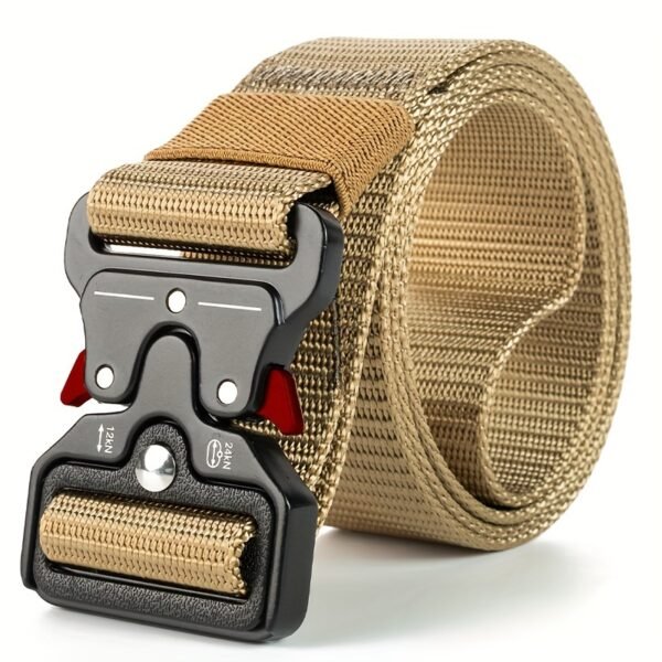 Heavy-Duty Tactical Belt for Men - 49inch/125cm Adjustable Length, Quick-Release Buckle, Durable Nylon Canvas, Sporty Style, Comfortable Wear, Perfect for Outdoor Activities and Everyday Use