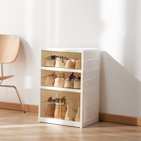 Thick Transparent Shoe Boxes with Lids, Foldable And Stackable Shoe Racks, Freely Combinable, Plastic Sneaker Containers, Space-Saving Storage Organizers Suitable for Hallways, Bedrooms, Homes, Dormitories, And More. - Image 3