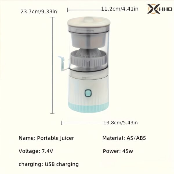 HHD Portable Citrus Juicer - Multi-Functional, Automatic Orange & Lemon Squeezer with Detachable Design, USB Rechargeable Battery, Food-Grade PP Material, Button Control - Ideal for Fresh Juice at Home, Home Juice Making|Modern Kitchen Appliance|Safe Juic - Image 6