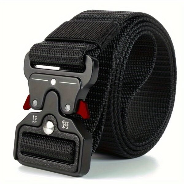Heavy-Duty Tactical Belt for Men - 49inch/125cm Adjustable Length, Quick-Release Buckle, Durable Nylon Canvas, Sporty Style, Comfortable Wear, Perfect for Outdoor Activities and Everyday Use - Image 4