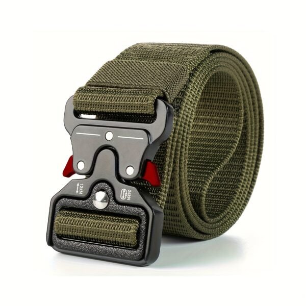 Heavy-Duty Tactical Belt for Men - 49inch/125cm Adjustable Length, Quick-Release Buckle, Durable Nylon Canvas, Sporty Style, Comfortable Wear, Perfect for Outdoor Activities and Everyday Use - Image 8