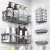 5 Pack Rustproof Stainless Steel Adhesive Shower Caddy, Large Capacity No Drilling Shelves for Bathroom Storage & Home Decor - Image 3