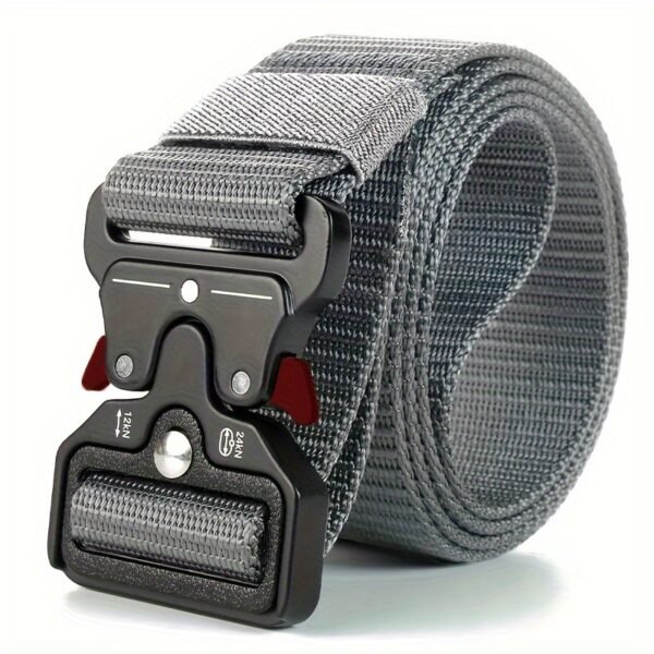 Heavy-Duty Tactical Belt for Men - 49inch/125cm Adjustable Length, Quick-Release Buckle, Durable Nylon Canvas, Sporty Style, Comfortable Wear, Perfect for Outdoor Activities and Everyday Use - Image 6