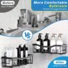 5 Pack Rustproof Stainless Steel Adhesive Shower Caddy, Large Capacity No Drilling Shelves for Bathroom Storage & Home Decor - Image 8