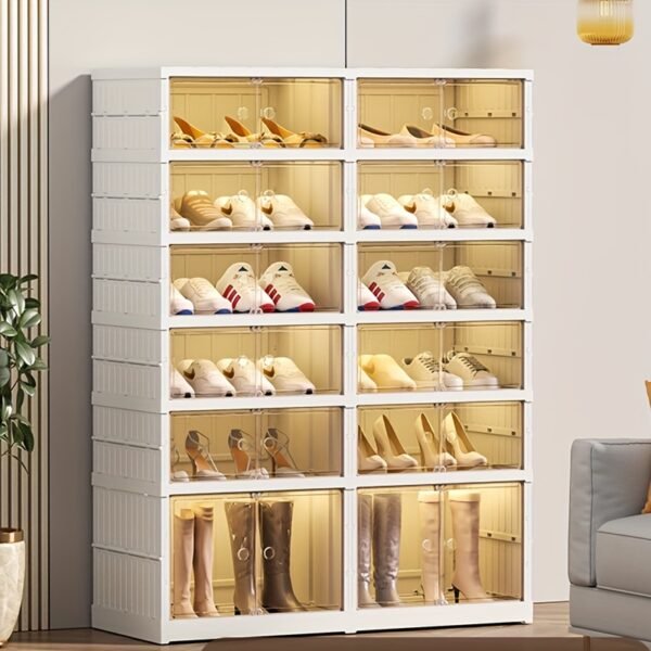 Thick Transparent Shoe Boxes with Lids, Foldable And Stackable Shoe Racks, Freely Combinable, Plastic Sneaker Containers, Space-Saving Storage Organizers Suitable for Hallways, Bedrooms, Homes, Dormitories, And More. - Image 11