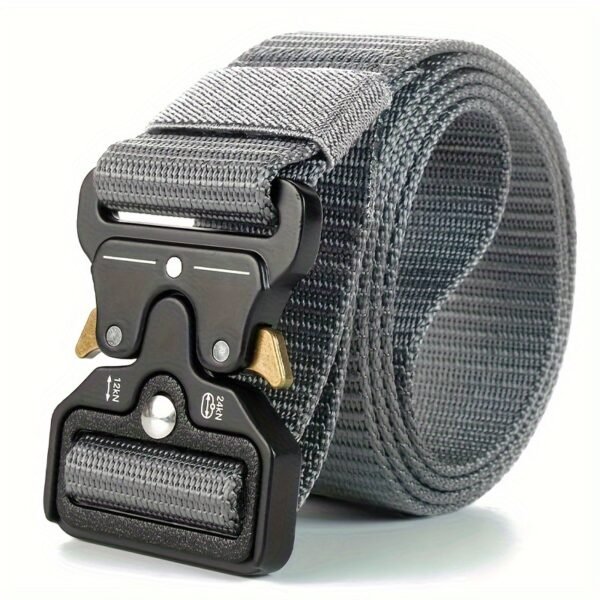 Heavy-Duty Tactical Belt for Men - 49inch/125cm Adjustable Length, Quick-Release Buckle, Durable Nylon Canvas, Sporty Style, Comfortable Wear, Perfect for Outdoor Activities and Everyday Use - Image 5