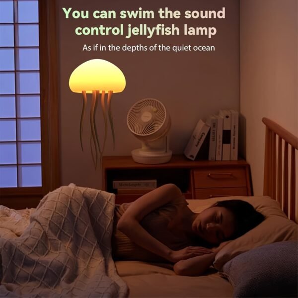 Bionic Jellyfish Night Light, USB Rechargeable with Voice Control, Dancing Tentacles, 5 RGB Gradient, Touch-Sensitive Floating Bedside Lamp, Semi Flush Mount, ≤36V, 600mAh Battery, Bedroom Decor Gift - Image 8