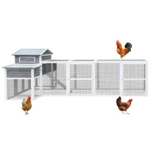 150" Extra Large Chicken Coop- Outdoor Wooden Hen House with Black Rust-Proof Metal Wire, 2 Nesting Boxes, 5 Perches for Poultry