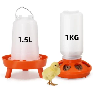 Chicken Feeder and Waterer Combo Kit Adjustable Leg Base Poultry Water Feeding Bucket Dispenser For Chick Duck Bidrs Farm Supply