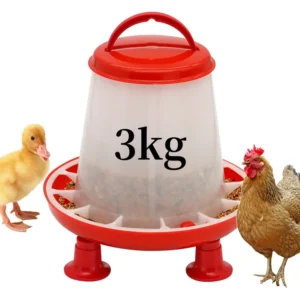New 3kg Chicken Duck Feeder Bucket With Leg Poultry Food Fountain Chicken Chick Hen Lid Handle Feeding Watering Supplies